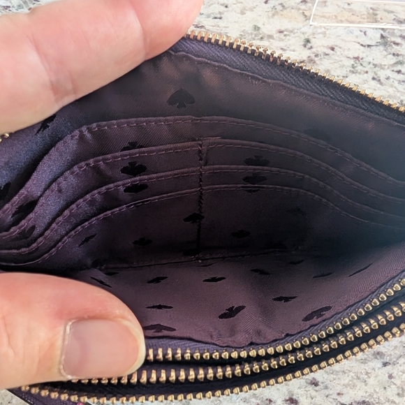 Kate Spade Purple Candy Print Double Zip Wristlet w/Detachable Strap EUC - Picture 8 of 9